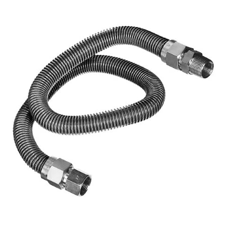 Flextron Gas Line Hose 3/8'' O.D. x 48'' Length 1/2" x 3/8" FIP Fittings, Stainless Steel Flexible Connector FTGC-SS14-48E